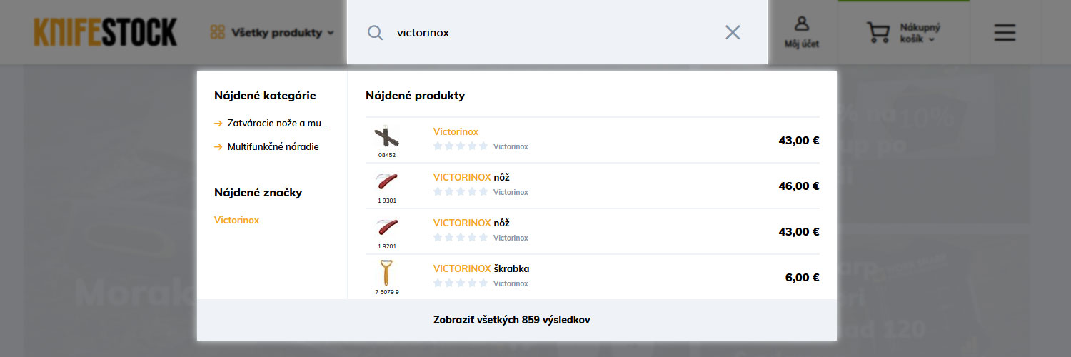 upute za kupovinu na knifestock.hr - pretraživanje