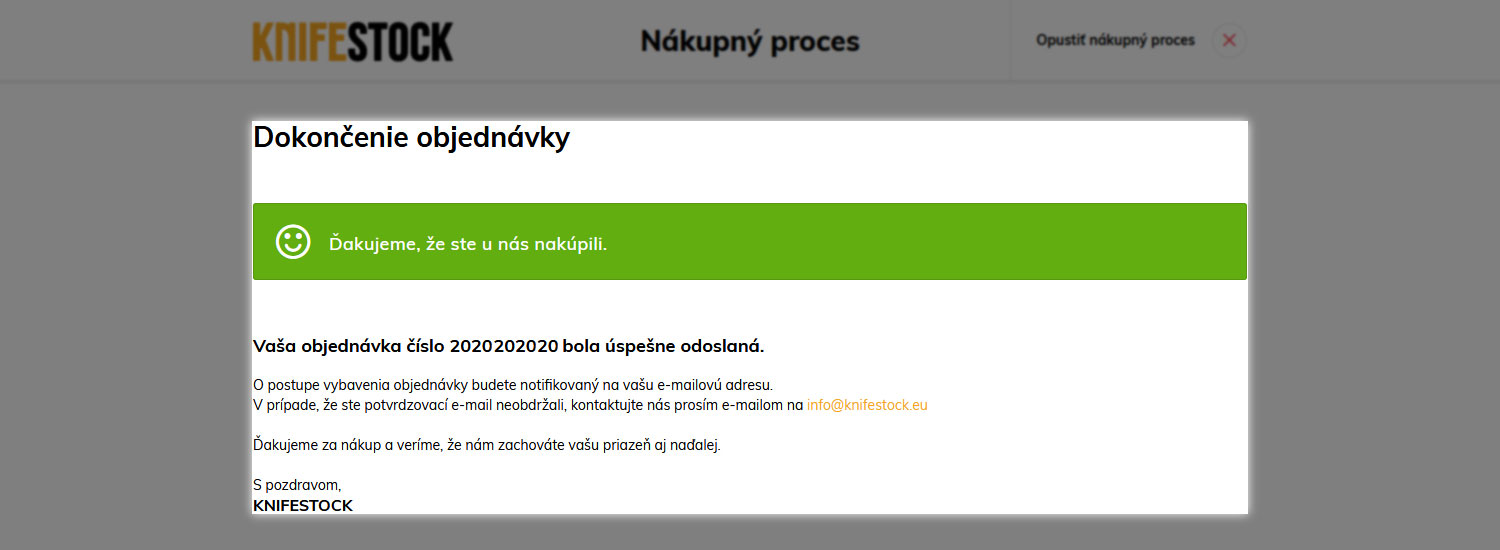 upute za kupovinu na knifestock.hr - email